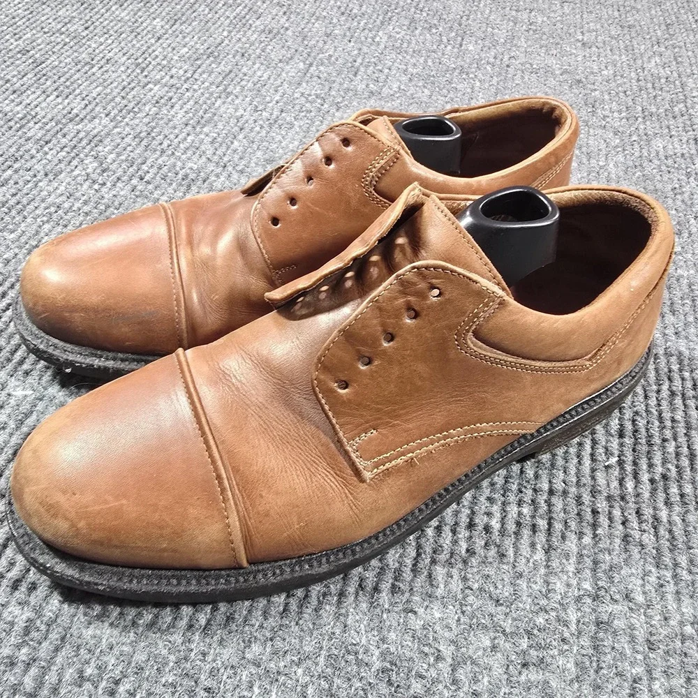 Johnston & Murphy Shoes Mens Size 10 Brown‎ Cap Toe Derby Dress Leather Italy